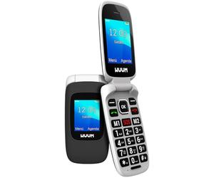 WUUM Clap - Téléphone Portable à clapet à Double écran | Touches et Chiffres volumineux | 2 mémoires directes et Bouton SOS | Bluetooth | Grande Batterie 800mAh | USB-C | Noir