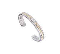 WUURAA Bracelet de montre en acier inoxydable massif for femme avec chaîne de montre en métal (Color : Silver+Gold, Size : 12mm)