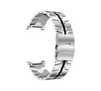 WUURAA Bracelet de rechange en métal à extrémité incurvée sans espace Pour Samsung Watch FE 7 6 5 4 40mm 44mm 6Classic 47mm 43mm 5Pro 45mm(Silver Black,For 4Calssic 42 46mm)