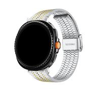 WUURAA Bracelet en acier inoxydable Pour Samsung Galaxy Watch 8 40 44 mm, bracelet en métal sans espace Pour Galaxy 8Classic Ultra2 Business(Silver gold,For Watch 8 44MM)