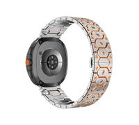 WUURAA Bracelet en acier inoxydable Pour Samsung Galaxy Watch 8Classic 46mm, 8 40mm 44mm, bracelet Pour Watch Ultra 47mm(Silver orange,For Galaxy 8 40 44mm)