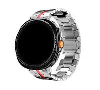 WUURAA Bracelet en acier inoxydable Pour Samsung Galaxy Watch Ultra2(2025) - Bracelet en métal Pour GALAXY 7 Ultra 47mm(Silver red,For Galaxy 7 Ultra 47mm)