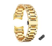 WUURAA Bracelet en acier inoxydable sans espace Pour Samsung Galaxy Watch 6Classic 43/47mm, 5Pro 45mm, 7/6/5/4, 40/44mm, bracelet à ajustement rapide(Gold,For Watch FE)