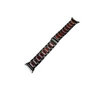 WUURAA Bracelet en bois et métal Pour Samsung Galaxy Watch Ultra 47mm, bracelet en acier inoxydable Pour Galaxy 8 40 44mm/8classic 46mm(Black,For 8 Classic 46mm)