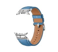 WUURAA Bracelet en cuir Pour Samsung Galaxy Watch 8 40mm/44mm et connecteur en acier inoxydable Pour 8Classic 46mm(Blue Silver,For Watch 8 44mm)