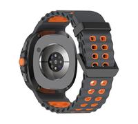 WUURAA Bracelet en silicone double boutonnage Ocean Pour Samsung Galaxy Watch 8 40mm 44mm, bracelet sport Pour Watch8 Classic 46mm(Gray orange,For Watch 8Classic 46mm)