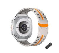 WUURAA Bracelet en titane Pour Samsung Galaxy Watch 7 Ultra Bracelet de montre en métal Pour GALAXY Watch 7 Ultra SANS espace Bracelet à extrémité incurvée(Titanium Orange)