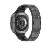 WUURAA Bracelet en titane sans espaces Pour Samsung Galaxy Watch Ultra2 2025 47mm en métal for hommes Pour Samsung GALAXY Ultra 2024(Black orange,For Galaxy Ultra 47mm)
