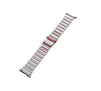 WUURAA For Samsung Galaxy Ultra 47 8 40 44 8Classic 46mm bracelet métal Silicone(Silver Red,For watch 8 40MM)