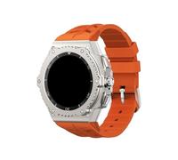 WUURAA Kit de modification de boîtier en alliage métallique, for Samsung Galaxy Watch 8 40 mm et 8Classic 46 mm, kit de remplacement de bracelet en silicone(Titanium-orange,For Galaxy 8 44mm)