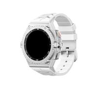 WUURAA Kit de modification de boîtier en alliage métallique, for Samsung Galaxy Watch 8 40 mm et 8Classic 46 mm, kit de remplacement de bracelet en silicone(Silver-white,For Galaxy 8 44mm)