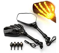 WUURAA Paire Moto Miroir Squelette Crâne Main Griffe Côté Rétroviseurs LED Clignotant Lumière Pour Y&amaha MT01 MT03 MT-07 MT-09 10