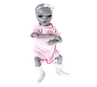 WUURAA Poupée Alien Bébé Reborns 14in avec Longs Cils, Bras et Jambes Mobiles, Simulation Extraterrestre, Corps en Silicone, Yeux Fermés
