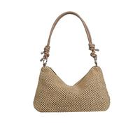 WUURAA Sac à main tissé à la main pour femme Sac à bandoulière en paille Sac fourre-tout de grande capacité Sac de plage d'été Sac de vacances en bord de mer