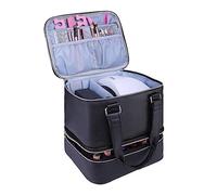 WUURAA Sac de rangement pour vernis à ongles NailTech - Double couche amovible - Peut contenir 30 bouteilles de vernis à ongles, Double poignée noire