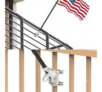 wuutyty Support de mât de drapeau sans perçage pour balustrade horizontale ou verticale | Support de mât en aluminium pour balustrade carrée ou ronde, mur - Deux méthodes d'installation - Support
