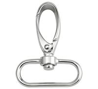 Wuuycoky Grand mousqueton argentée à boucle en forme d'olive avec fermoir à gâchette pivotante, Alliage de zinc, Silver, Length:2.4",D ring inner diam:1.5",6Pcs
