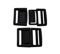 Wuuycoky Lot de 15 boucles de dégagement centrale en plastique noir de 2 cm de largeur intérieure réglable sur un côté pour sangles de sac à dos