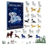 Wuvfojca Calendrier de Noël 2025 en 2D acrylique chien compte à rebours 24 jours Décoration de sapin de Noël à suspendre Petit pour collectionneurs couronnes Magasins de fête Femmes Hommes