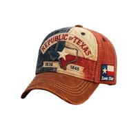 Wuvfojca Casquette De Baseball République du Texas en Coton Casquette De Camionneur Réglable Commémorative République du Texas avec Grand Bord Flexible pour Homme Sport Voyage en Plein Air Femme