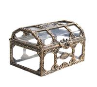 Wuvfojca Coffre au trésor de pirate transparent ABS pour - 10,5 x 8 x 6,5 cm - Vintage - Petit coffre de pirate - Pour pierre précieuse - - Strass - Jouet pirate - Trésor - Fête