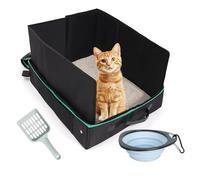 Wuvfojca Litiere Portable avec Couvercle en Tissu d'Oxford Bac À Litière De Voyage pour Chat 50x40x28cm Anti-Fuites Toilette avec Bol D'arrosage Et Pelle Imperméable pour Voyage Voiture Hôtel