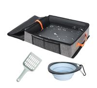 Wuvfojca Litiere Portable avec Couvercle en Tissu d'Oxford Bac À Litière De Voyage pour Chat 50x40x28cm Anti-Fuites Toilette avec Bol D'arrosage Et Pelle Imperméable pour Voyage Voiture Hôtel