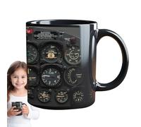 Wuvfojca Tasses à café drôles en céramique avec tableau d'instrument d'avion tasses à café 9,5 x 8,2 cm tasses à café décoratives d'avion de grande capacité tasses à thé multifonctionnelles pour jus