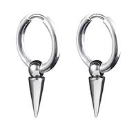 WUWEIJIAJIA Boucles d'oreilles créoles pendantes en acier inoxydable pour homme et femme, style punk, cartilage, tragus, hélix, géométrique, Acier inoxydable