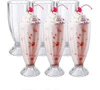 WUWEOT Lot de 6 Gobelets à Glace Set de Verres à Café Glacé 350ml avec 6 Cuillères Longues Verres Topkapi Verres à Lait Verres à Long Drink Verres de Fête Verres à Milk-Shake Large
