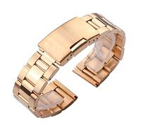 WUWMTUTCK 18 20 22 24mm Bracelet De Montre En Acier Inoxydable Solide Argent Or Noir Extrémité Droite Bracelets Montres Accessoires(Gold,22mm)