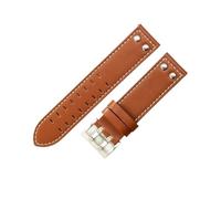WUWMTUTCK Accessoires de montre en cuir respirant adaptés au bracelet de montre d'aviation kaki Hamilton H760250 20 22mm(Brown white-Steel,20mm)