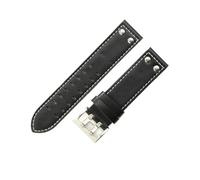 WUWMTUTCK Accessoires de montre en cuir respirant adaptés au bracelet de montre d'aviation kaki Hamilton H760250 20 22mm(Black white-Steel,22mm)