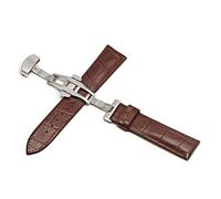 WUWMTUTCK Bandoues de montre en cuir 20 mm Straputterfly Bangle boucle acier Ajustement for Samsung Fit for Galaxy Watch Gear S3 for Frontier(Brown silver 1,24mm)