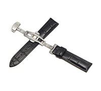 WUWMTUTCK Bandoues de montre en cuir 20 mm Straputterfly Bangle boucle acier Ajustement for Samsung Fit for Galaxy Watch Gear S3 for Frontier(Black Silver 1,22mm)