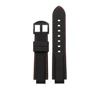 WUWMTUTCK Bracelet de montre en caoutchouc de Silicone 16mm Joint convexe noir rouge Orange blanc bleu lignes hommes bracelet de montre accessoire adapté for Timex T2N721 T2N720(Black orange-B pin)