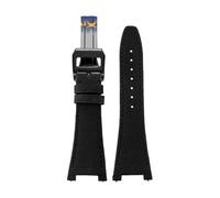 WUWMTUTCK Bracelet de montre en Nylon for fond, 28x19mm, Interface for encoche, lignes noires, bleues et blanches, adapté for IWC ingénieur IW500501 IW3785(Black black-black)