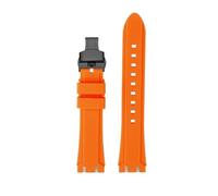 WUWMTUTCK Bracelet de montre en résine et caoutchouc de Silicone, 19mm 21mm, noir, bleu foncé, vert, Orange, for hommes, adapté for SWATCH IRONY, adapté for CHRONO bruni(Orange-Black,21mm)