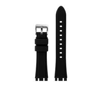 WUWMTUTCK Bracelet de montre en résine et caoutchouc de Silicone, 19mm 21mm, noir, bleu foncé, vert, Orange, for hommes, adapté for SWATCH IRONY, adapté for CHRONO bruni(Black-S pin,19mm)