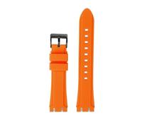 WUWMTUTCK Bracelet de montre en résine et caoutchouc de Silicone, 19mm 21mm, noir, bleu foncé, vert, Orange, for hommes, adapté for SWATCH IRONY, adapté for CHRONO bruni(Orange-B pin,21mm)