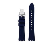 WUWMTUTCK Bracelet de montre en résine et caoutchouc de Silicone, 19mm 21mm, noir, bleu foncé, vert, Orange, for hommes, adapté for SWATCH IRONY, adapté for CHRONO bruni(Dark blue-Silver,19mm)