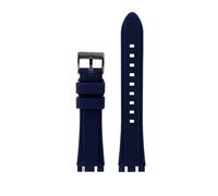 WUWMTUTCK Bracelet de montre en résine et caoutchouc de Silicone, 19mm 21mm, noir, bleu foncé, vert, Orange, for hommes, adapté for SWATCH IRONY, adapté for CHRONO bruni(Dark blue-B pin,19mm)