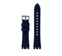 WUWMTUTCK Bracelet de montre en résine et caoutchouc de Silicone, 19mm 21mm, noir, bleu foncé, vert, Orange, for hommes, adapté for SWATCH IRONY, adapté for CHRONO bruni(Dark blue-S pin,19mm)