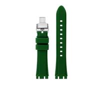 WUWMTUTCK Bracelet de montre en résine et caoutchouc de Silicone, 19mm 21mm, noir, bleu foncé, vert, Orange, for hommes, adapté for SWATCH IRONY, adapté for CHRONO bruni(Green-Silver,21mm)