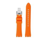 WUWMTUTCK Bracelet de montre en résine et caoutchouc de Silicone, 19mm 21mm, noir, bleu foncé, vert, Orange, for hommes, adapté for SWATCH IRONY, adapté for CHRONO bruni(Orange-Silver,19mm)