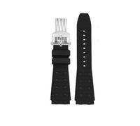 WUWMTUTCK Bracelet de montre en Silicone fluororubber 22 24mm Joint convexe noir bleu Bracelet de montre for hommes adapté for Breitling Chronomat B01(Black-Silver,22mm)