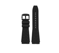 WUWMTUTCK Bracelet de montre en Silicone fluororubber 22 24mm Joint convexe noir bleu Bracelet de montre for hommes adapté for Breitling Chronomat B01(Black-B pin,22mm)