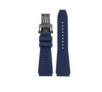 WUWMTUTCK Bracelet de montre en Silicone fluororubber 22 24mm Joint convexe noir bleu Bracelet de montre for hommes adapté for Breitling Chronomat B01(Blue-Black,22mm)