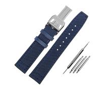 WUWMTUTCK Bracelet de montre en toile de Nylon for fond Lea/ther, 20 21 22, vert armée, bleu, noir, adapté for IWC Mark-xx Pilot Portugieser(Blue-Silver,22mm)