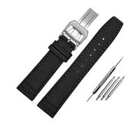 WUWMTUTCK Bracelet de montre en toile de Nylon for fond Lea/ther, 20 21 22, vert armée, bleu, noir, adapté for IWC Mark-xx Pilot Portugieser(Black-Silver,20mm)